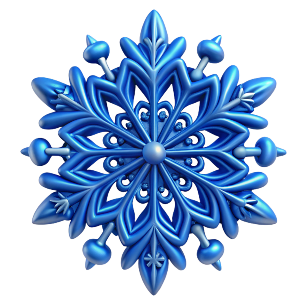 vibrant creative Blue Snowflake Pattern Isolated Element with Intricate Design high resolution png