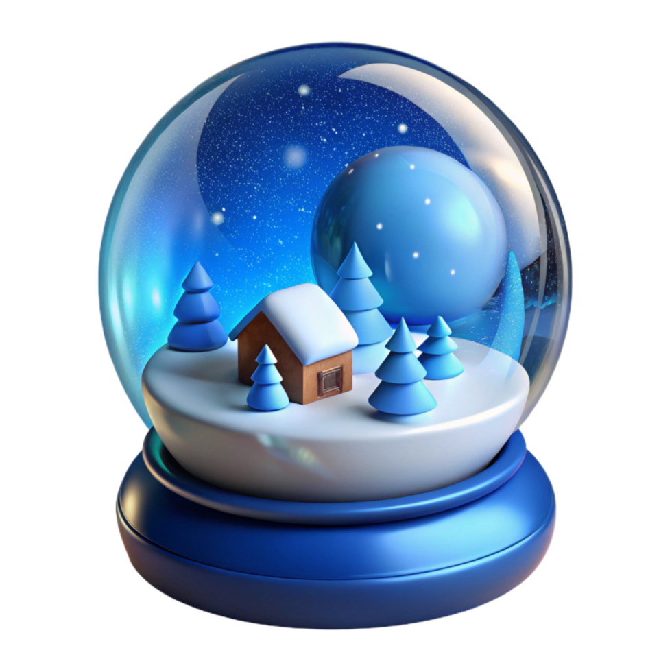 vibrant contemporary Blue Snow Globe Isolated Element with Winter Scene genuine png