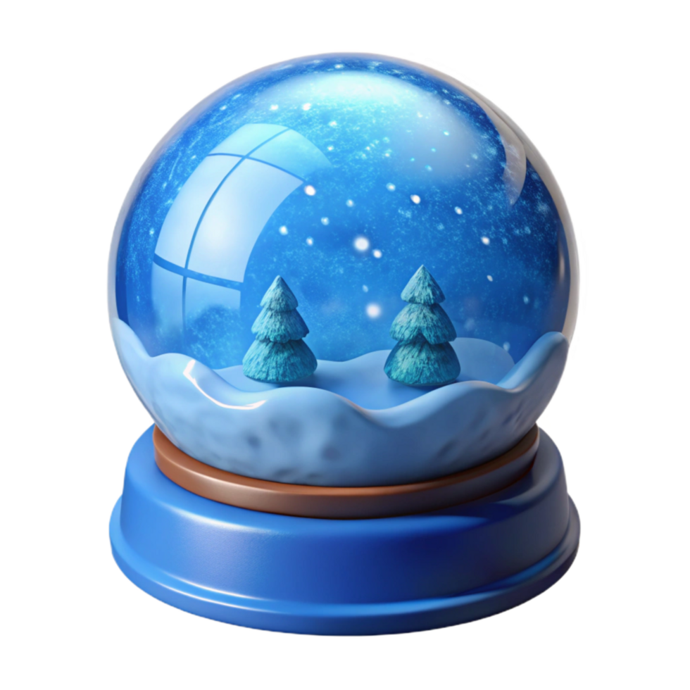 dramatic minimalist Blue Snow Globe Isolated Element with Winter Scene professional png