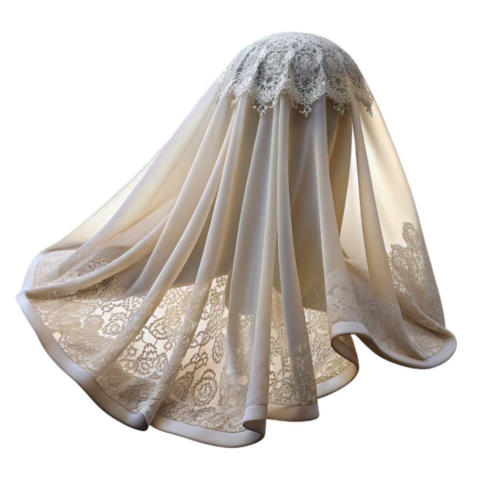 vibrant vintage Bridal Veil Lace and Tulle Flowing Transparent Background professional png