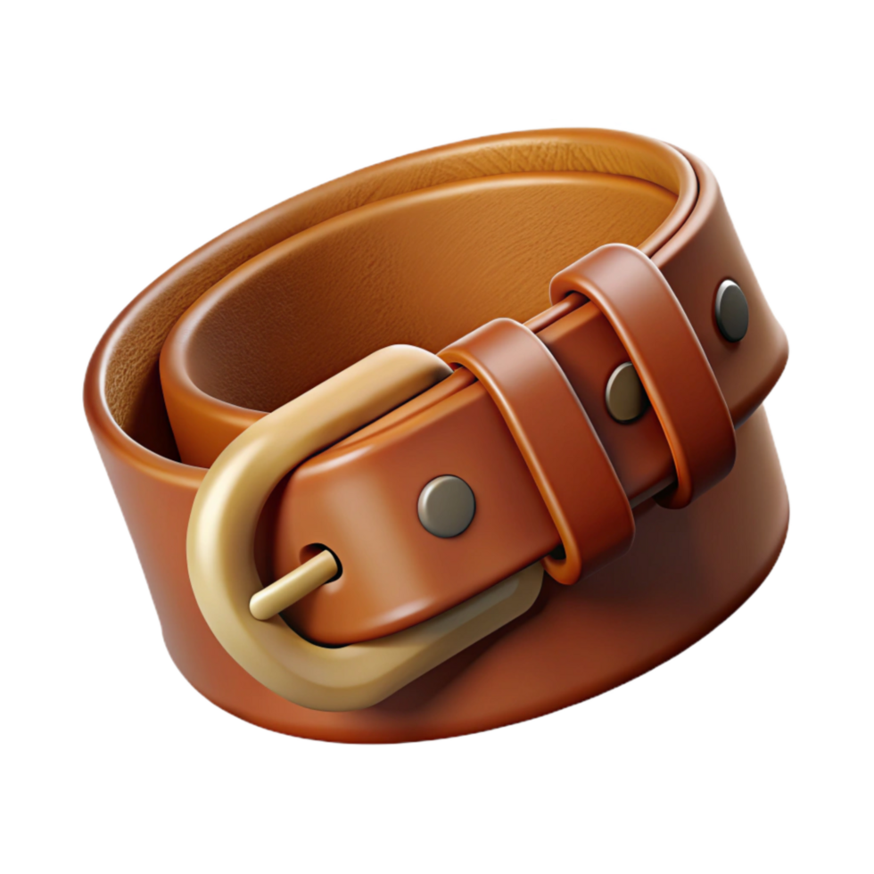dramatic vintage Brown Leather Belt with Buckle Transparent Background premium png