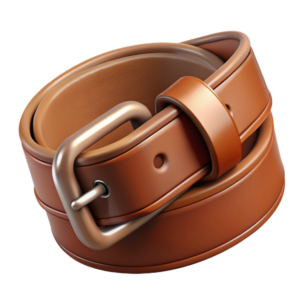 serene contemporary Brown Leather Belt with Buckle Transparent Background original png