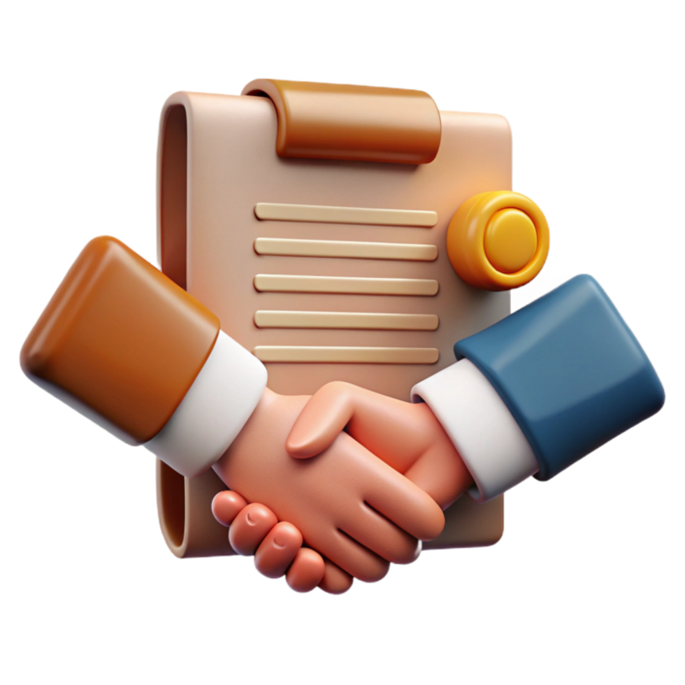 dramatic abstract Business Partnership Handshake Over Contract Cutout authentic png