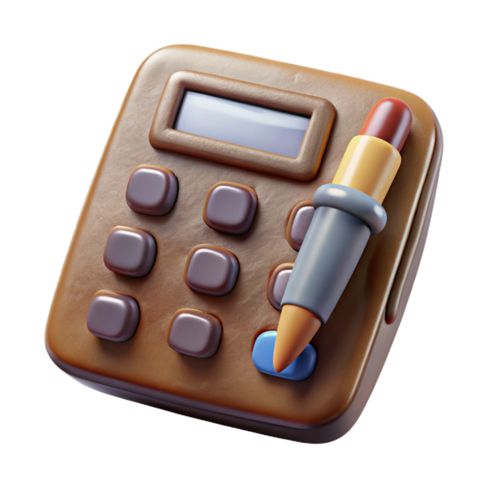vibrant artistic Calculator with Pen Top View Transparent Background high resolution png