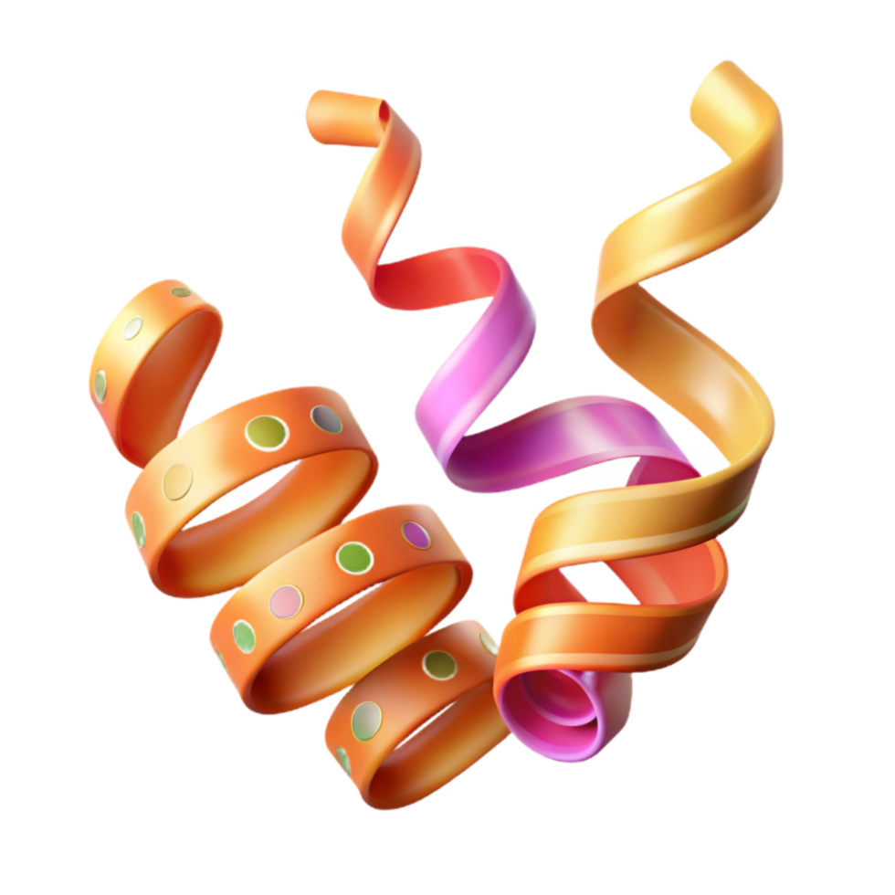 serene abstract Celebration Streamers Curly and Bright Transparent Background genuine png