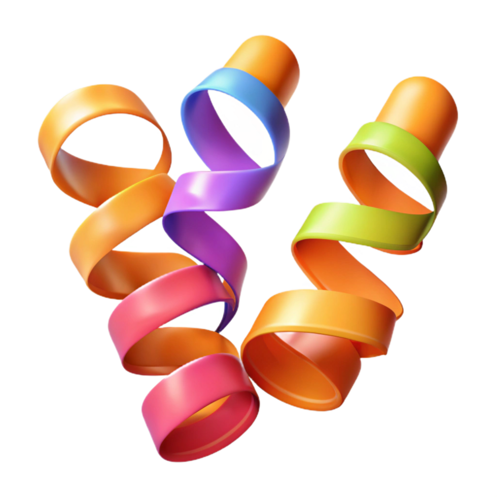 dramatic creative Celebration Streamers Curly and Bright Transparent Background original png