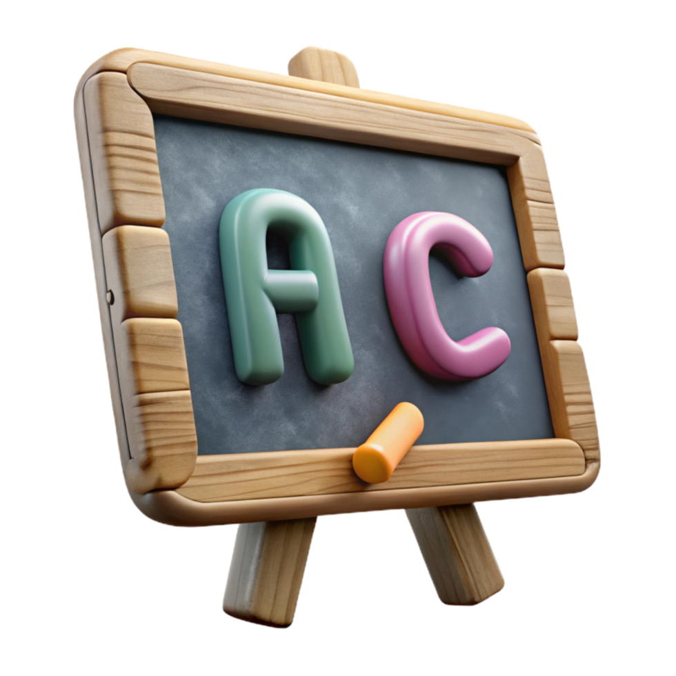 beautiful contemporary Chalkboard with Alphabet Letters Isolated with Realistic Texture 4K png