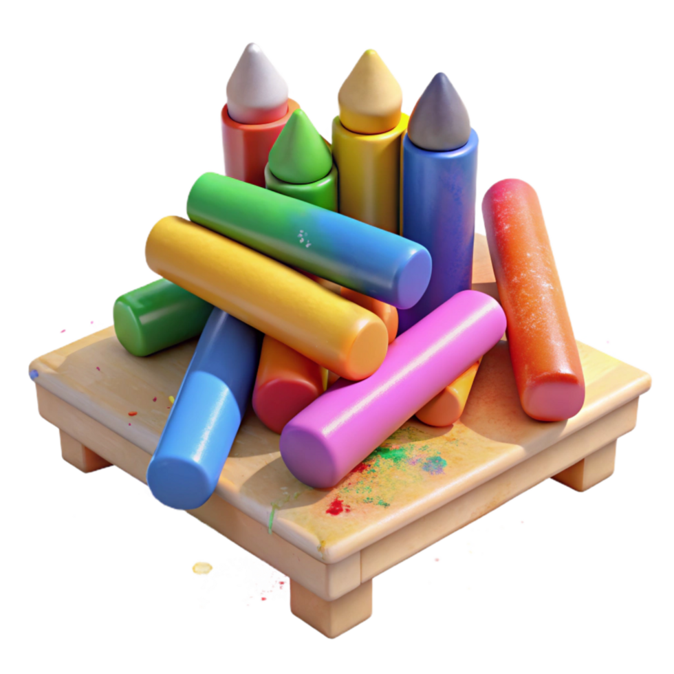 impressive rustic Colorful Crayons Scattered on Desk Transparent original png