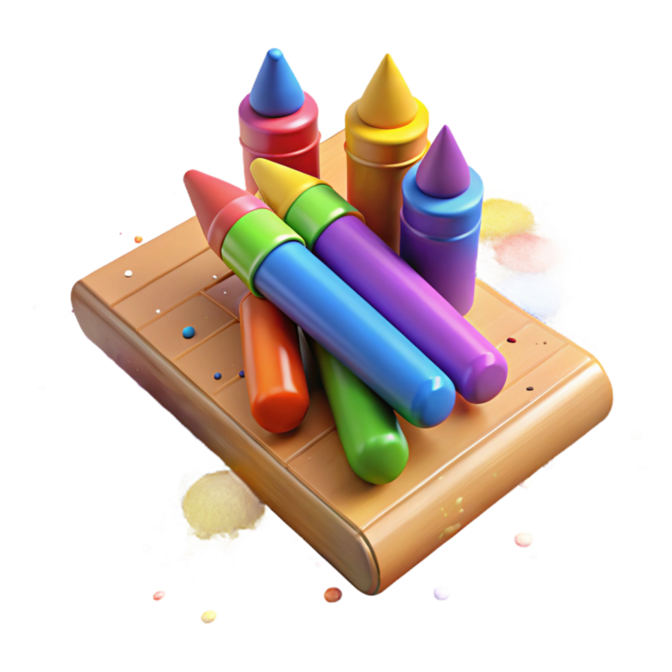 extraordinary artistic Colorful Crayons Scattered on Desk Transparent original png