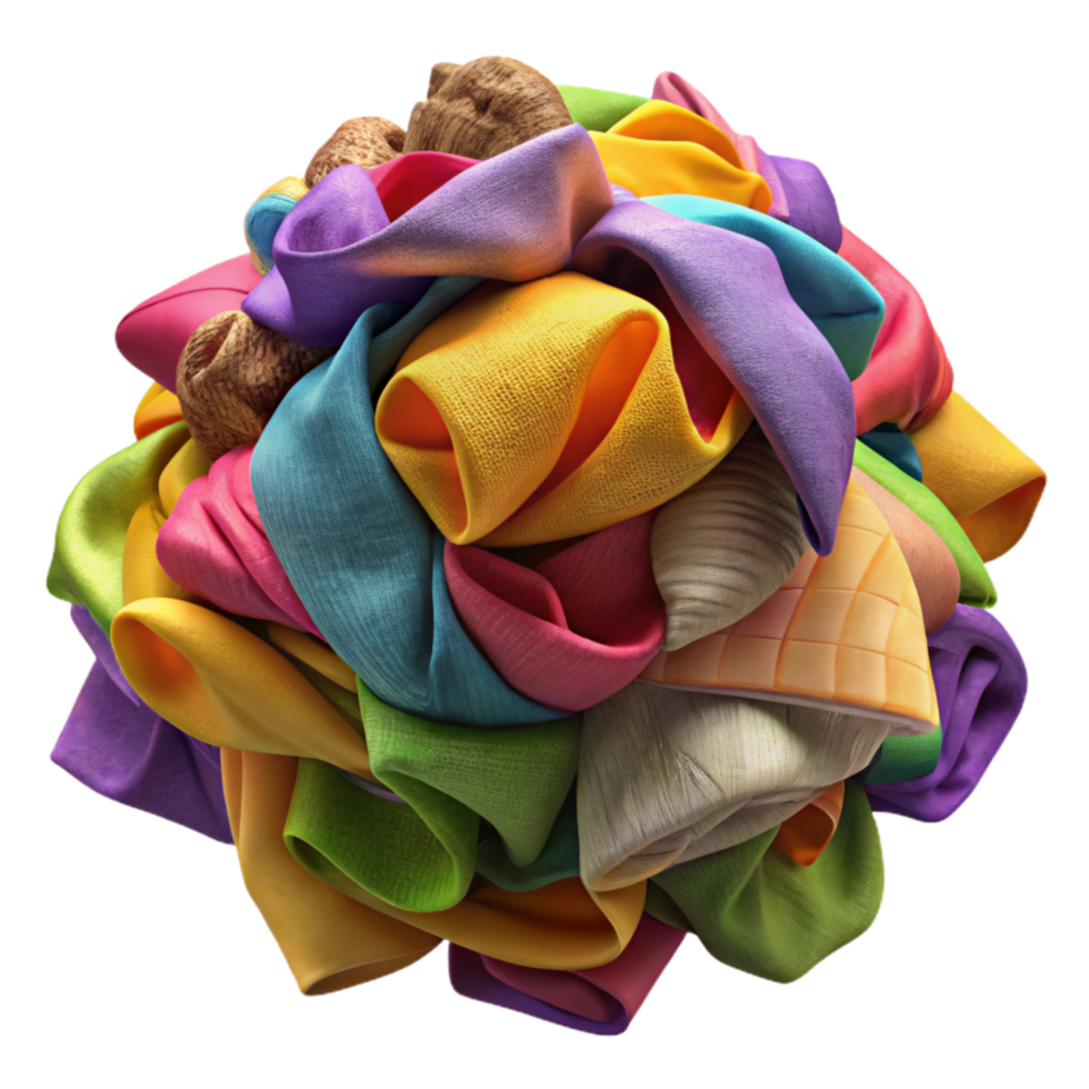 extraordinary modern Colorful Fabric Scraps Pile Transparent Background high resolution png