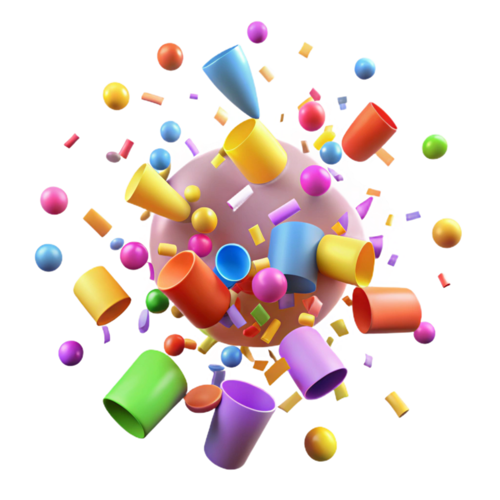 wonderful minimalist Colorful Festive Confetti Explosion Transparent Background authentic png