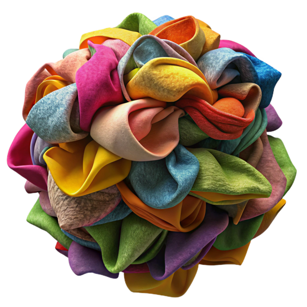 impressive modern Colorful Fabric Scraps Pile Transparent Background premium png