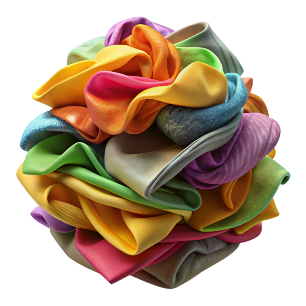 stunning minimalist Colorful Fabric Scraps Pile Transparent Background genuine png