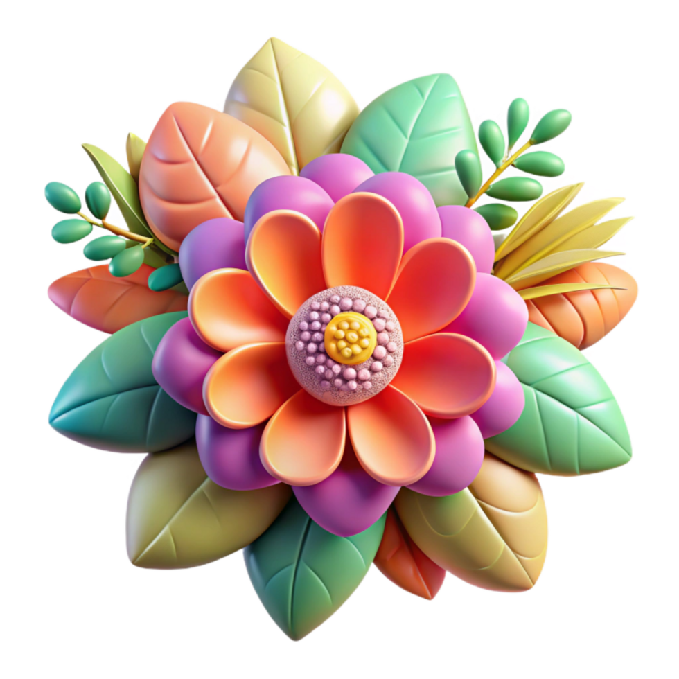 elegant artistic Colorful Floral Design Isolated with Botanical Elements authentic png