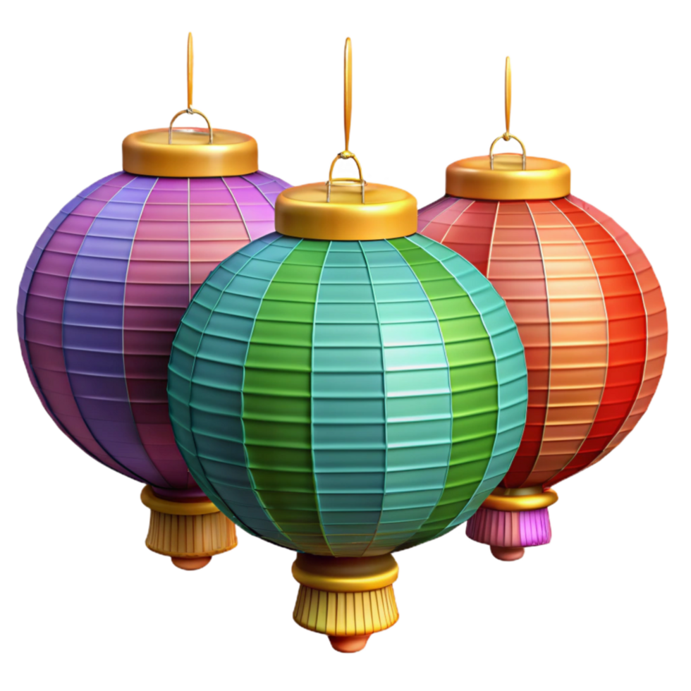 stunning classic Colorful Paper Lanterns String Transparent Background high resolution png