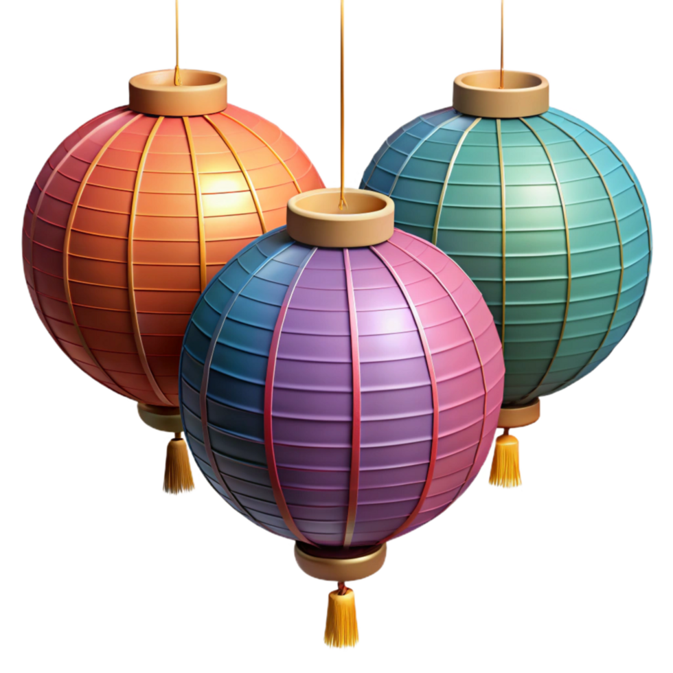 elegant vintage Colorful Paper Lanterns String Transparent Background high resolution png
