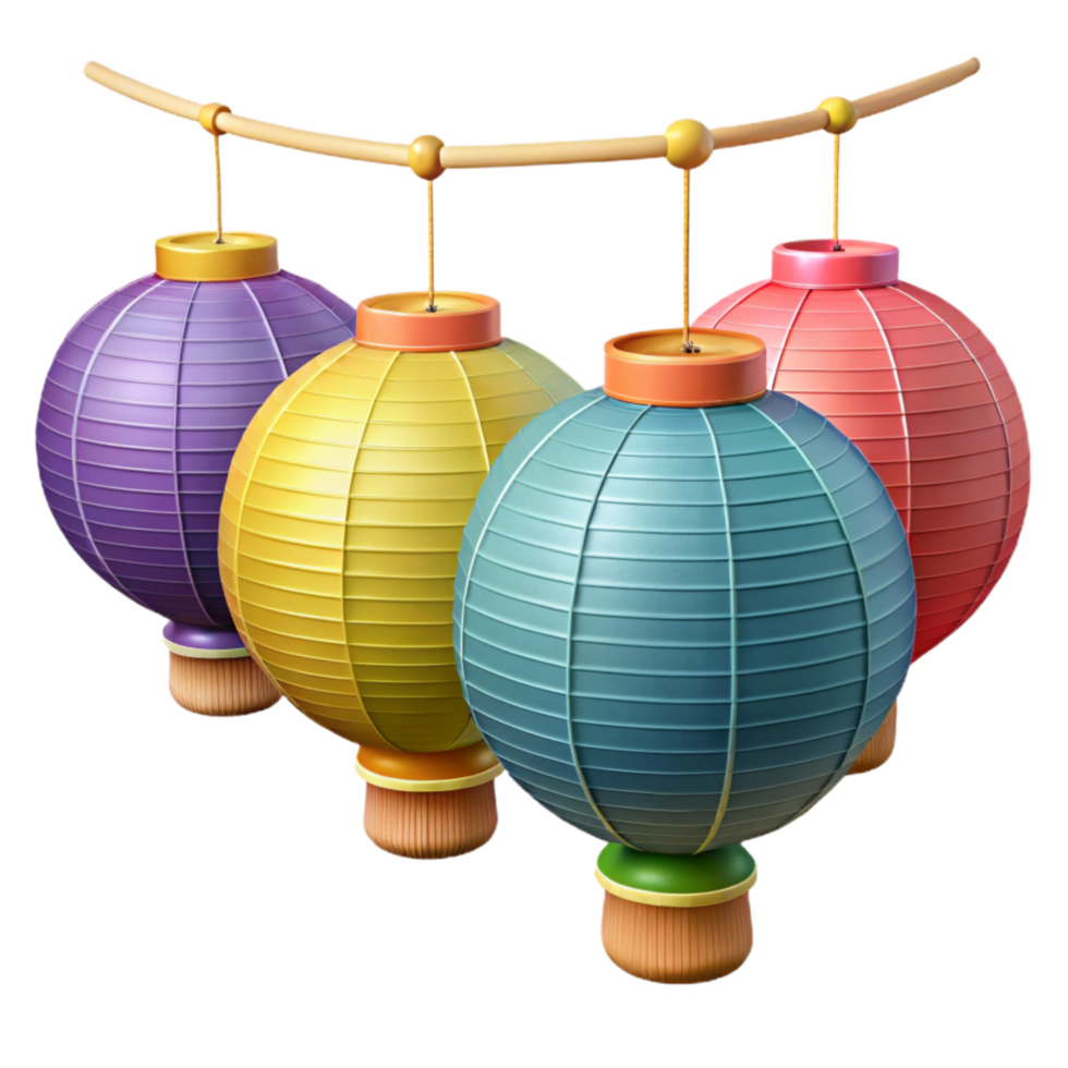 extraordinary traditional Colorful Paper Lanterns String Transparent Background authentic png