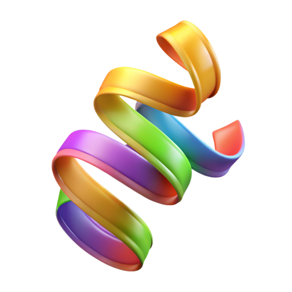 elegant classic Colorful Party Streamers Swirl Cutout on Transparent Background high quality png