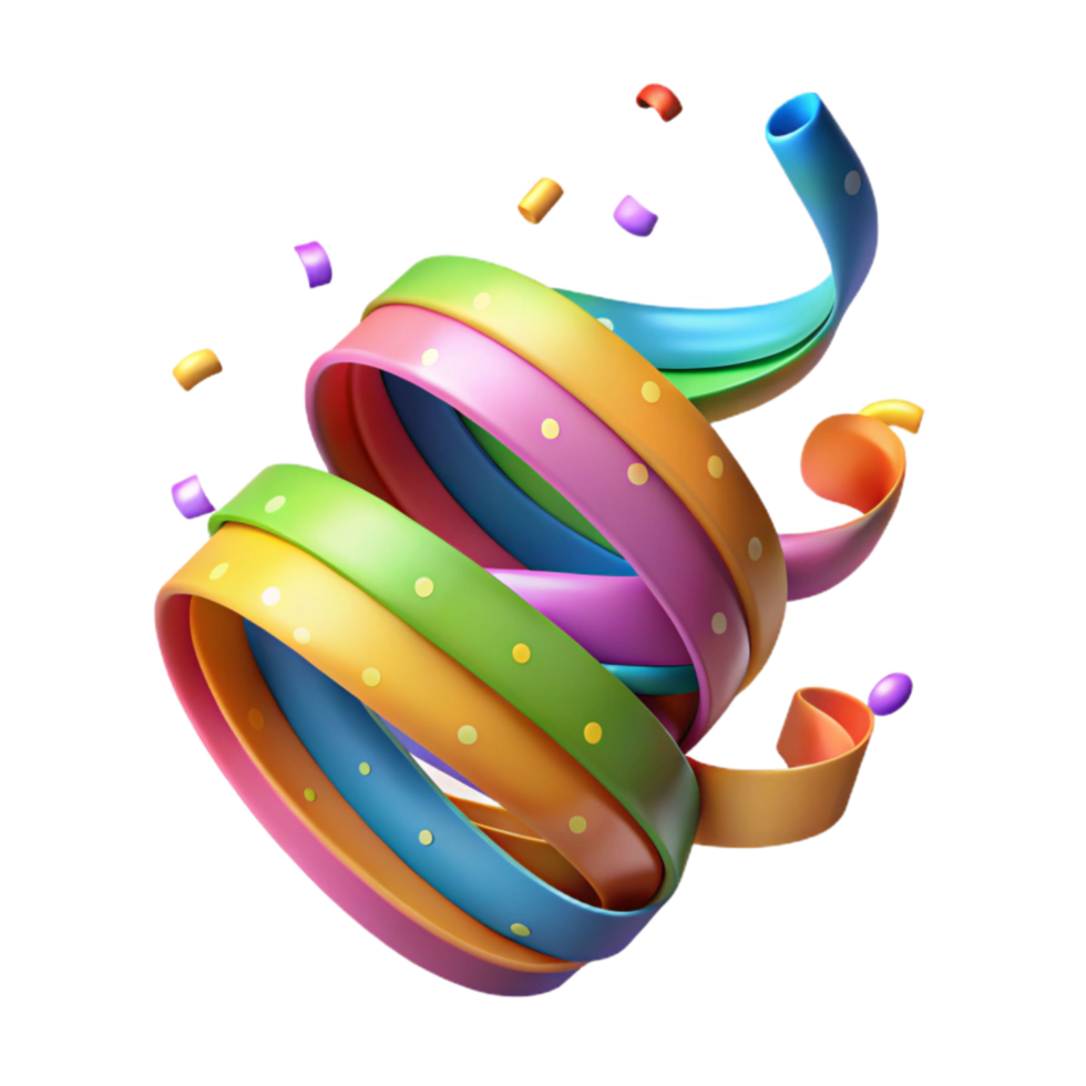 vibrant abstract Colorful Party Streamers Swirl Cutout on Transparent Background genuine png