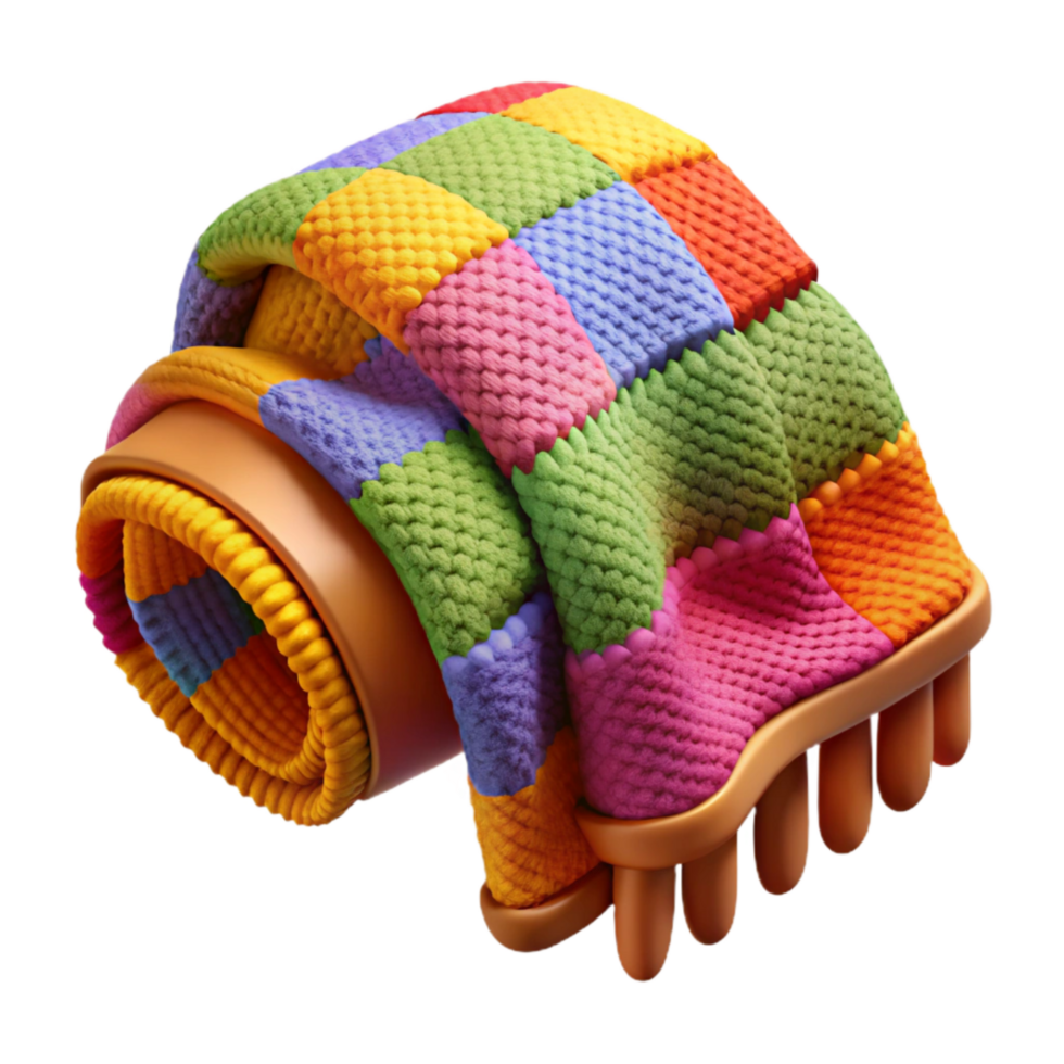 beautiful traditional Colorful Throw Blanket Knitted Texture Transparent Background high quality png