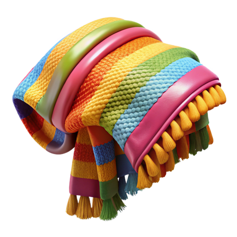 vibrant abstract Colorful Throw Blanket Knitted Texture Transparent Background high quality png