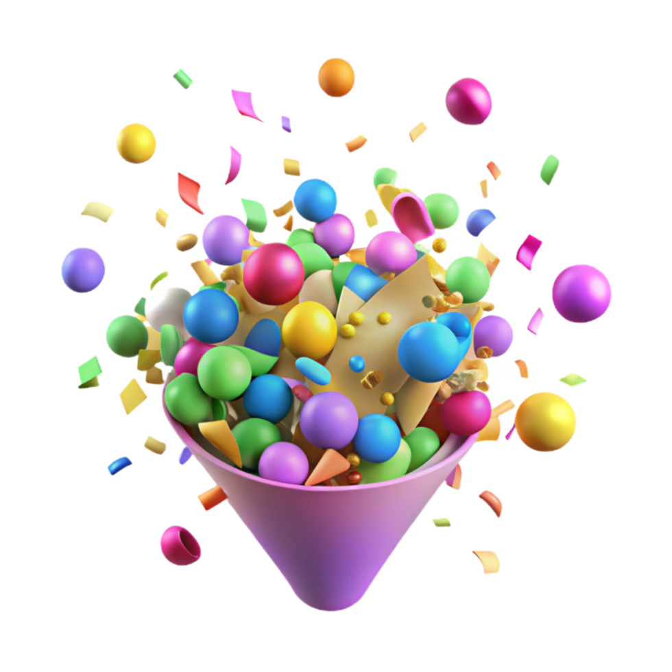 beautiful minimalist Confetti Explosion Bright Multicolored Transparent Background genuine png