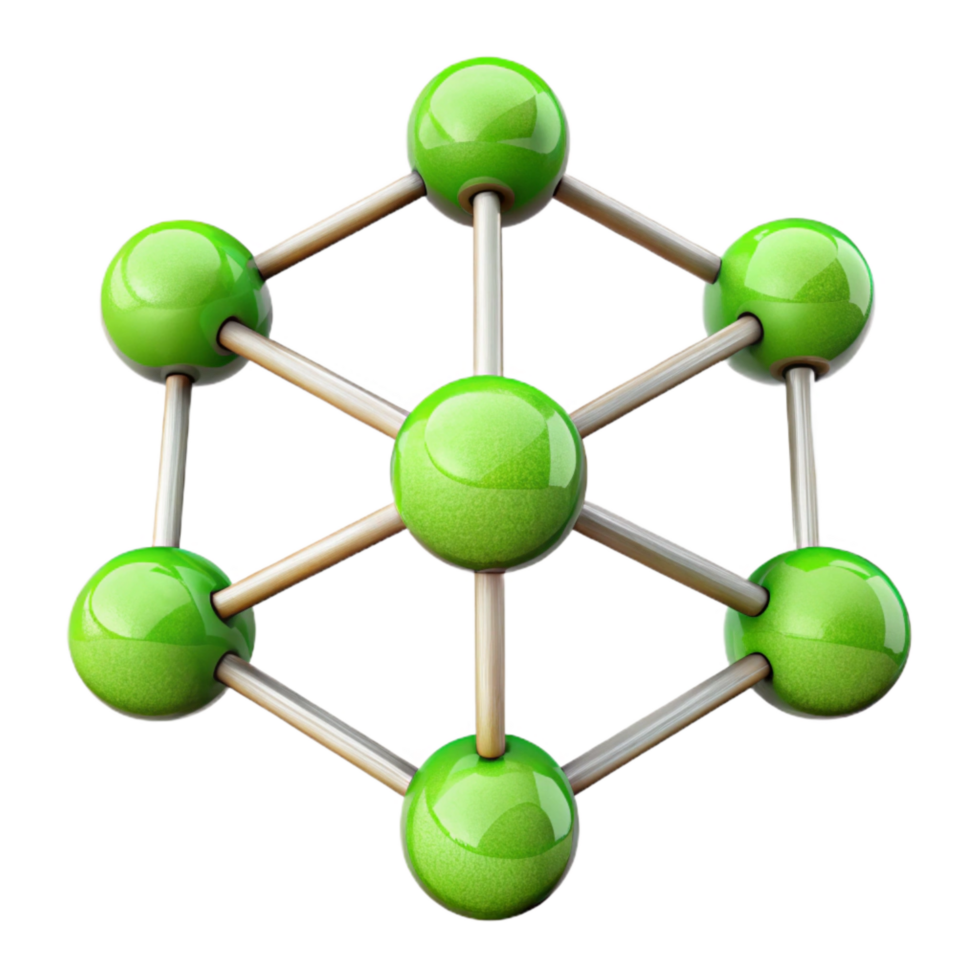 impressive creative Connected Network Nodes with Bright Green Links high resolution png