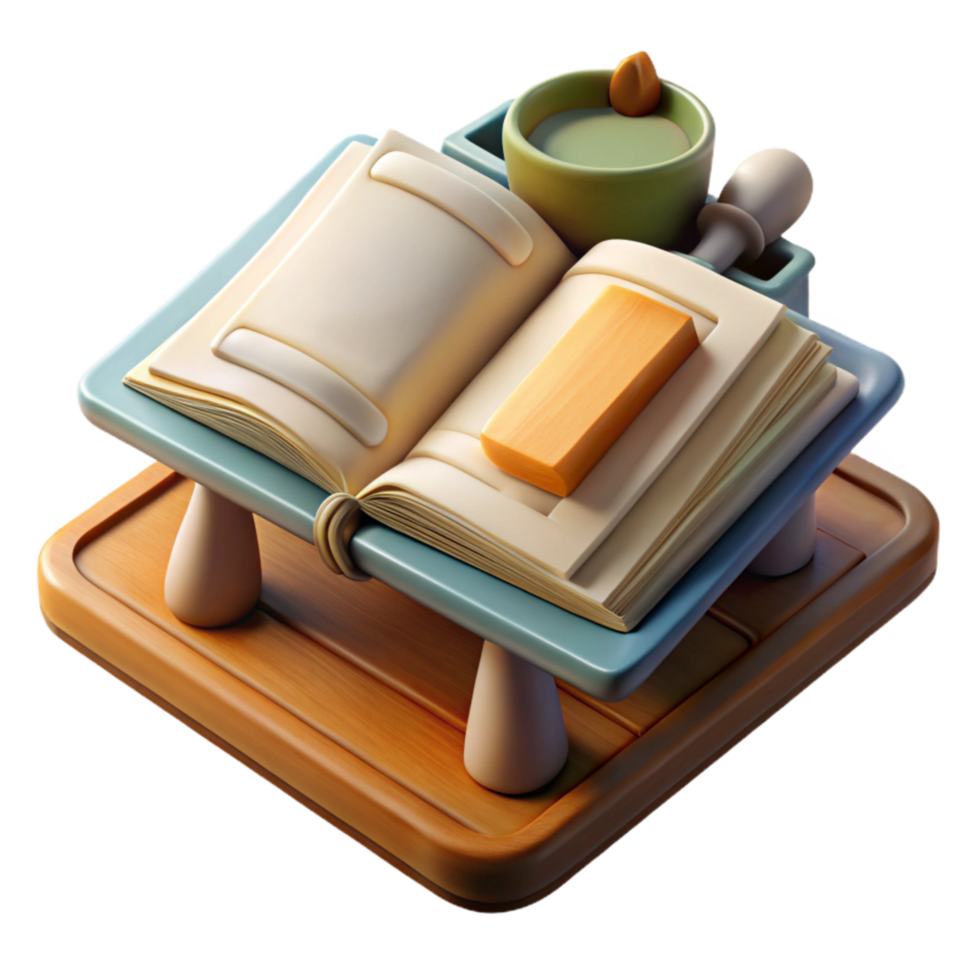 elegant artistic Cookbook Open on Counter Isolated on Transparent Background genuine png