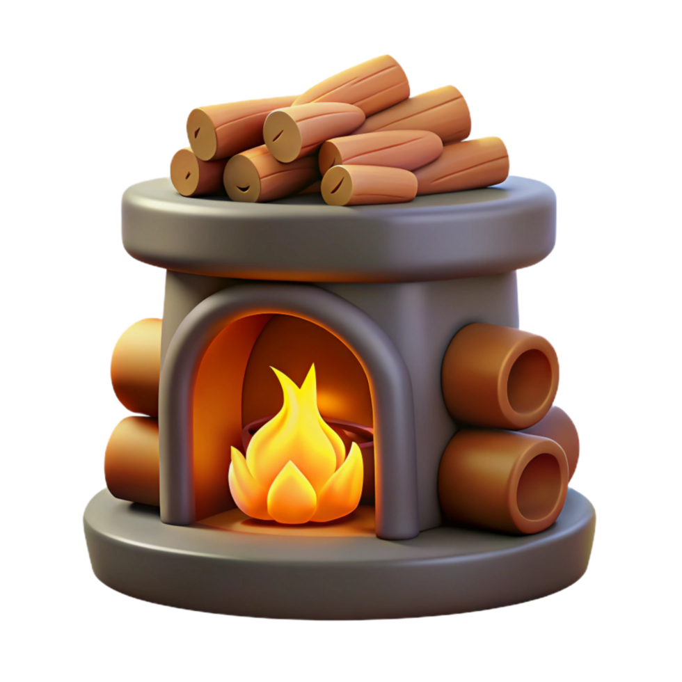vibrant abstract Cozy Fireplace with Burning Logs Isolated Element authentic png
