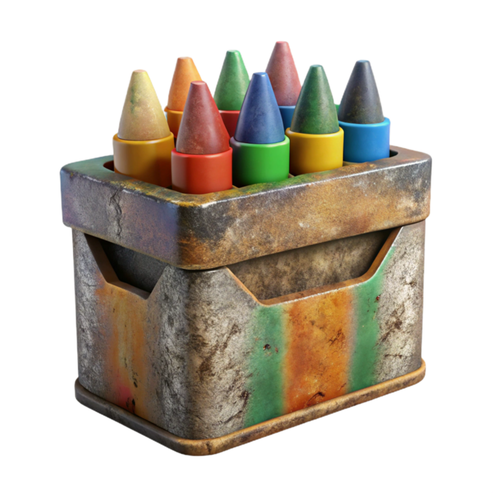 elegant abstract Crayon Box with Colorful Crayons Front View Isolated high quality png