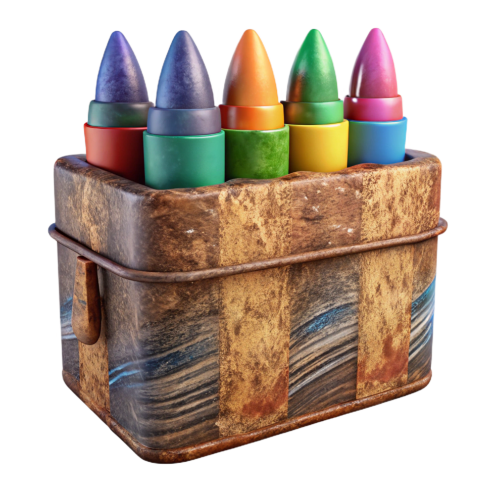 magnificent abstract Crayon Box with Colorful Crayons Front View Isolated high resolution png