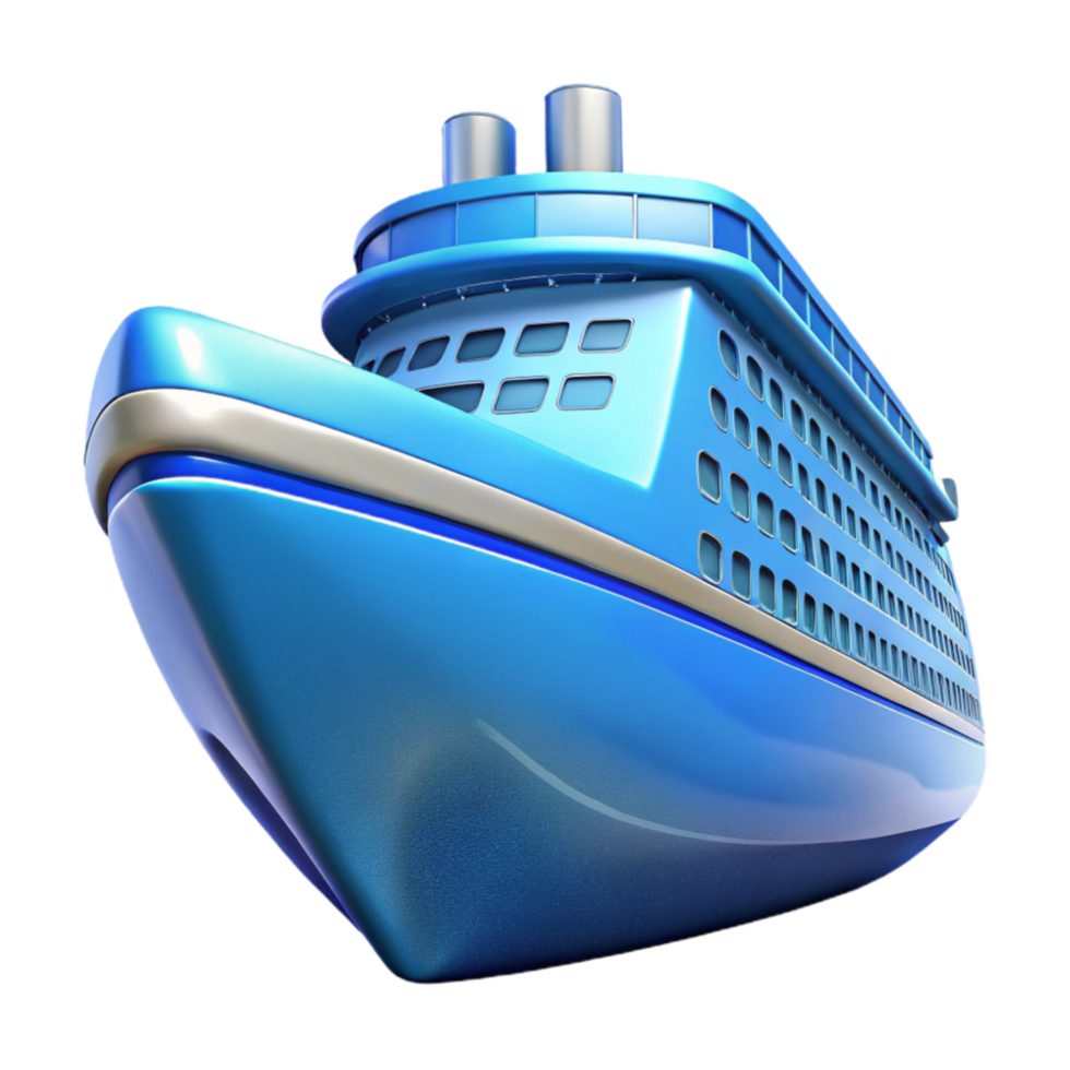vibrant traditional Cruise Ship Side View with Blue Ocean Reflection Isolated authentic png