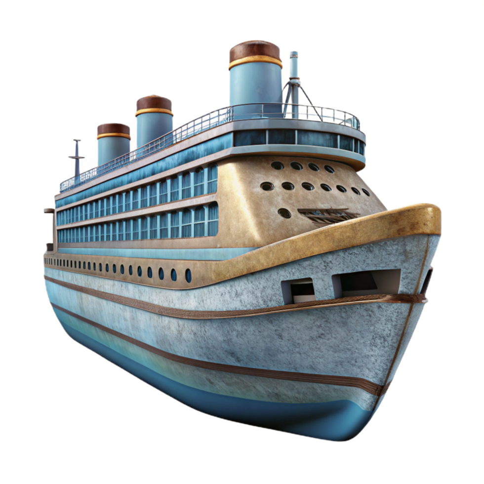 stunning rustic Cruise Ship Side View Isolated on Transparent Background professional png