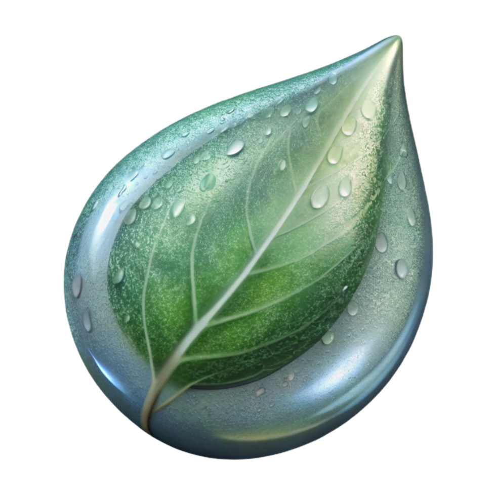 beautiful artistic Crystal Clear Dew Drop on a Leaf Transparent Element 4K png