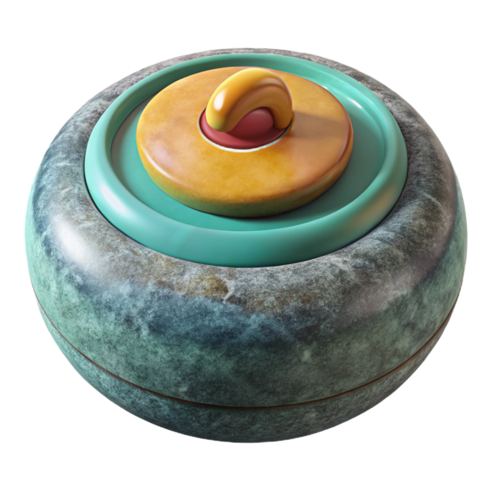 elegant classic Curling Stone in Motion Top View Transparent Background high resolution png