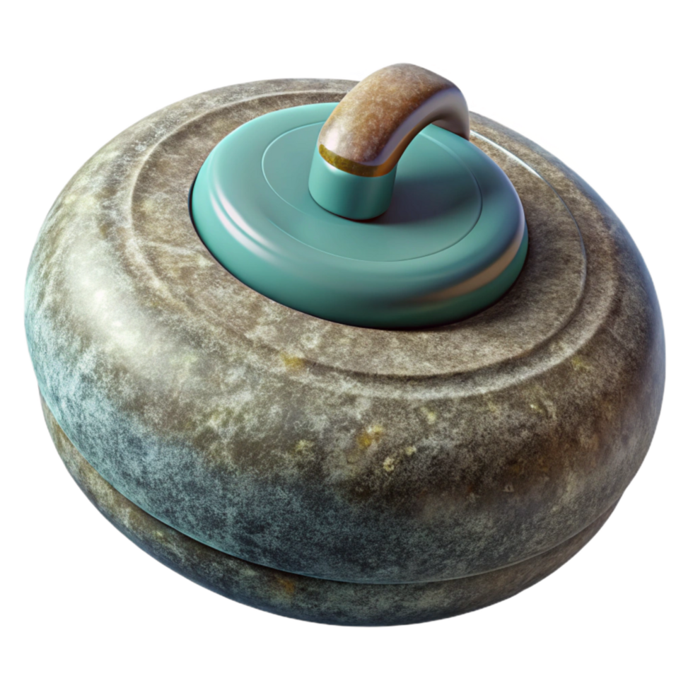 serene artistic Curling Stone in Motion Top View Transparent Background exclusive png