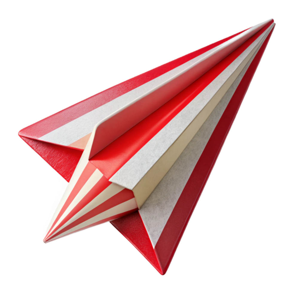 elegant vintage Cutout Paper Airplane with Red and White Stripes detailed png