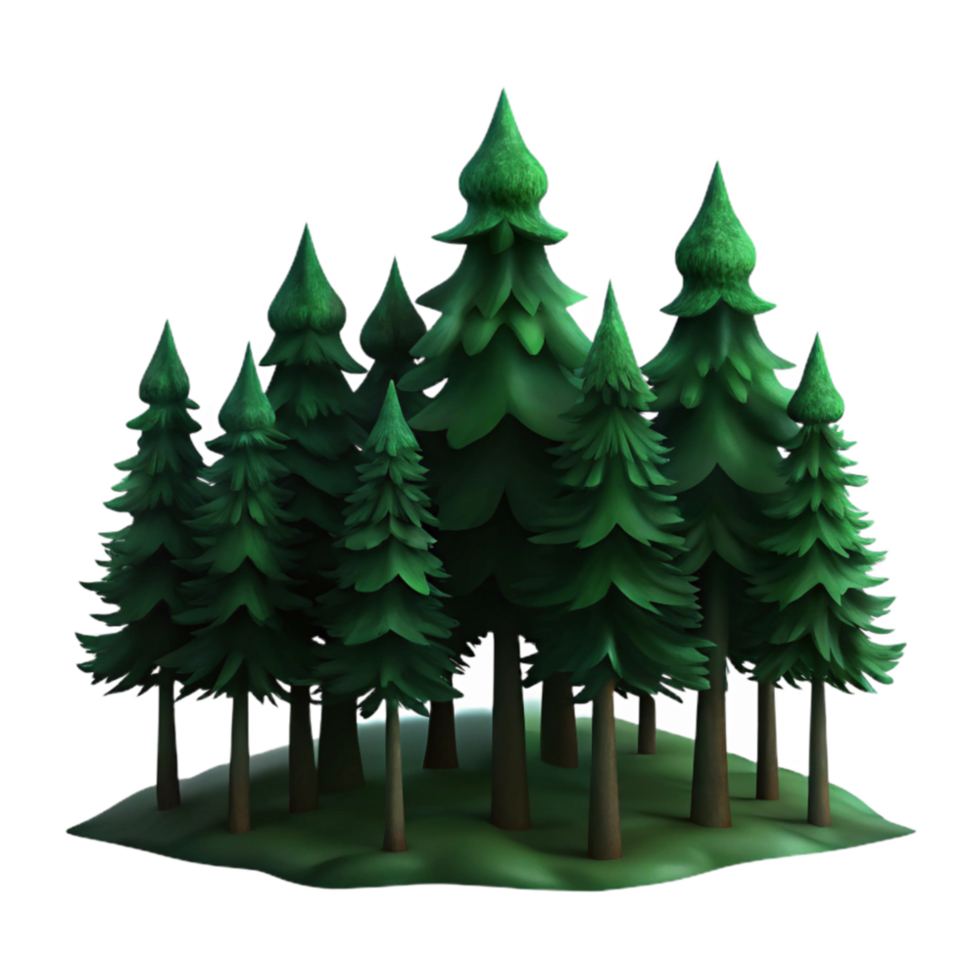 vibrant rustic Dark Green Forest Silhouette Transparent Background Isolated detailed png