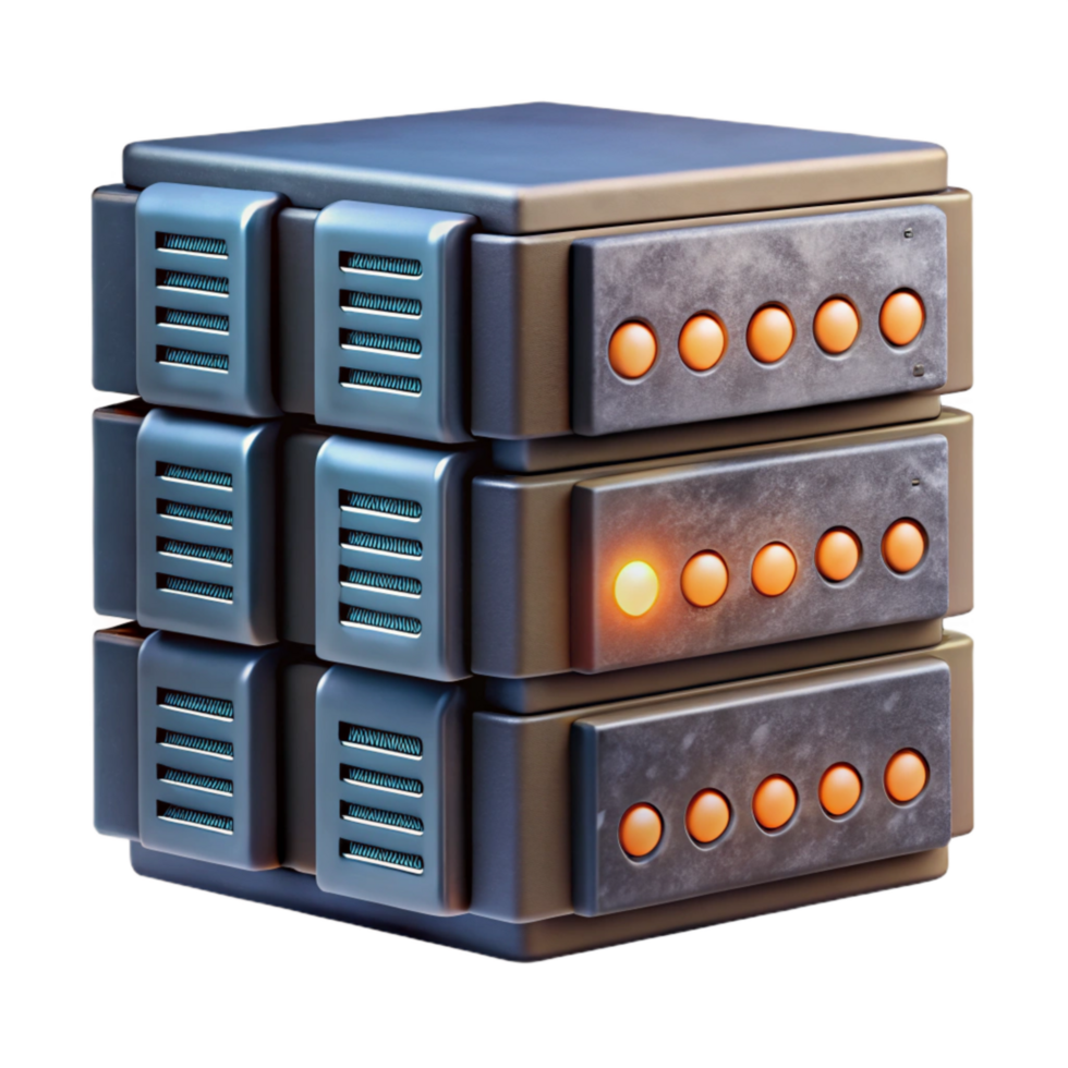 vibrant creative Data Center Server Rack with Blinking Lights Cutout original png