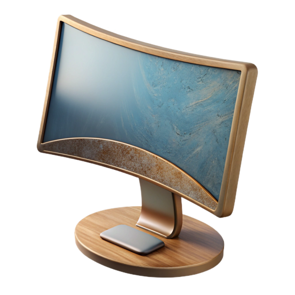serene artistic Desktop Computer with Curved Monitor Transparent Background original png
