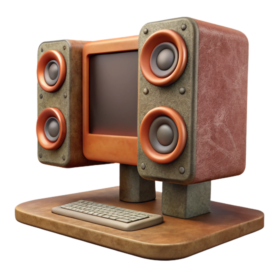 elegant abstract Desktop Computer with Built in Speakers Cutout premium png