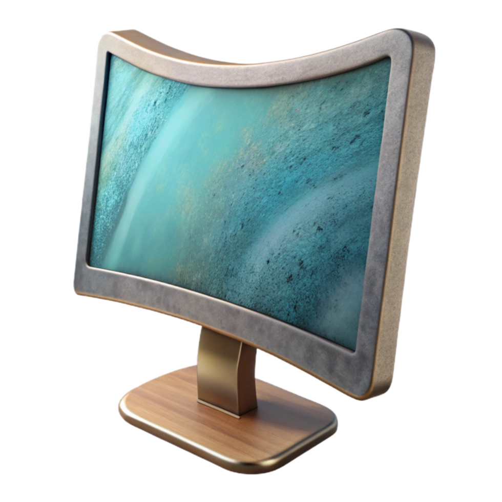 stunning abstract Desktop Computer with Curved Monitor Transparent Background detailed png