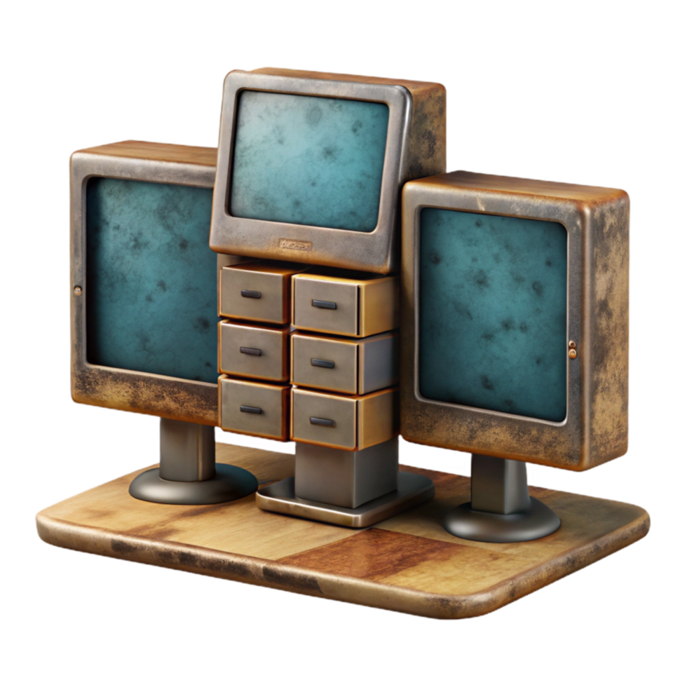 serene traditional Desktop Computer with Multiple Monitors Cutout detailed png