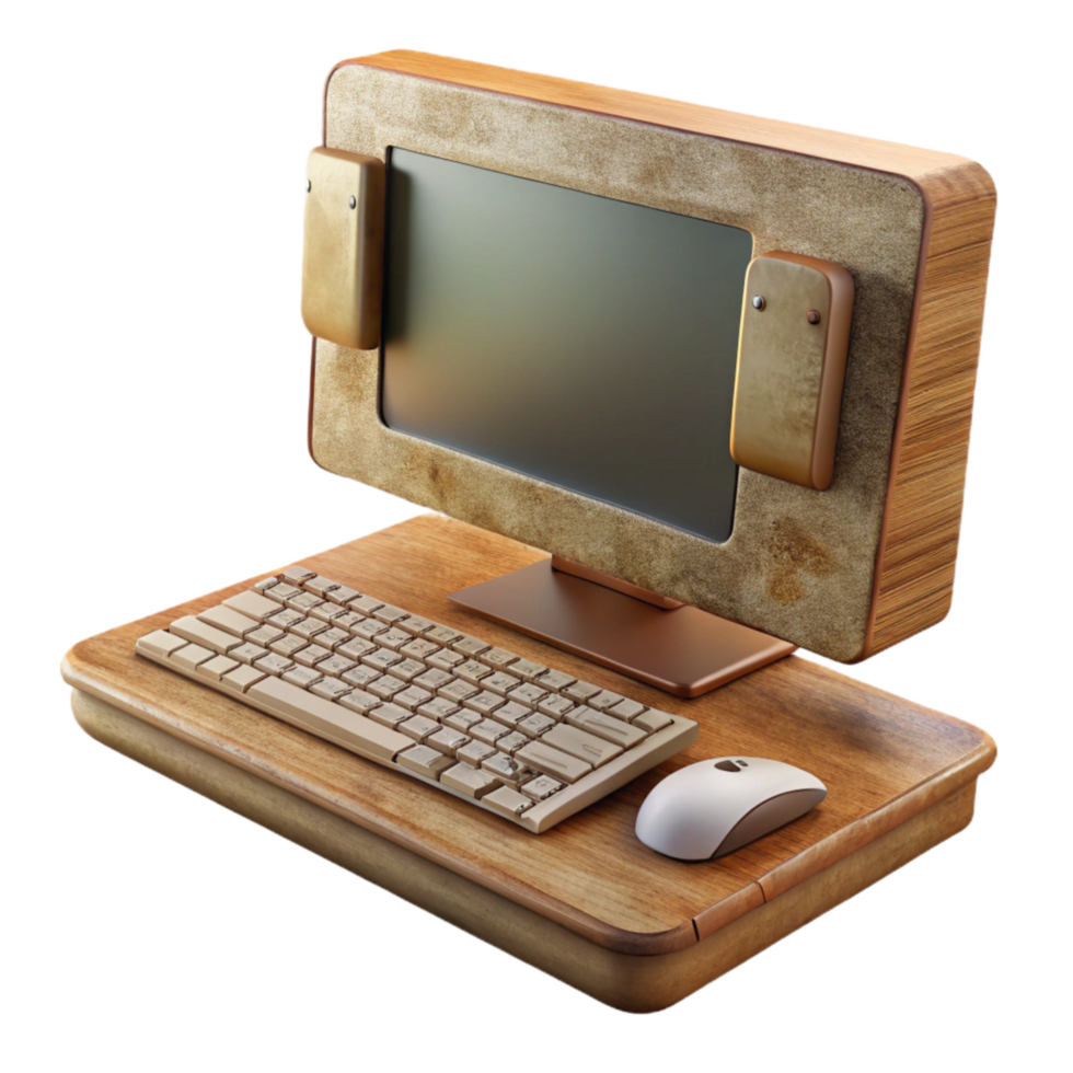 vibrant vintage Desktop Computer with Keyboard and Mouse Transparent Background high quality png