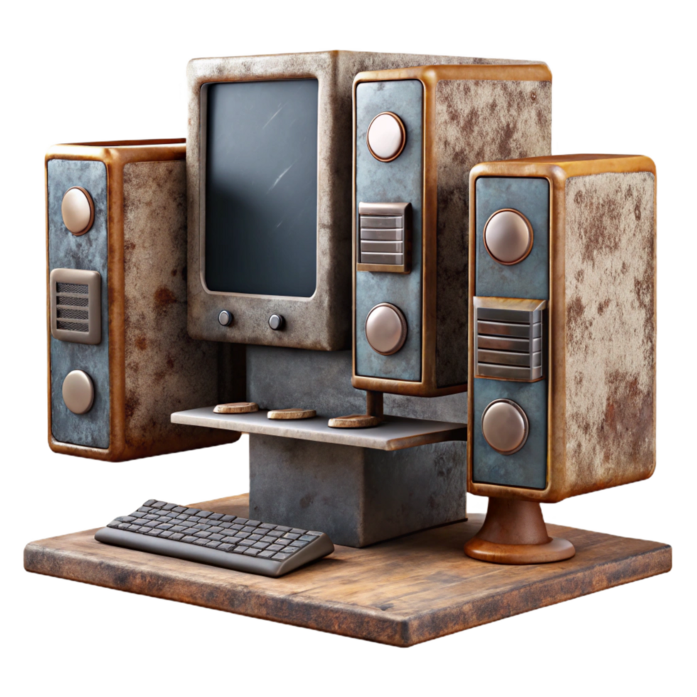 serene traditional Desktop Computer with Multiple Hard Drives Isolated professional png