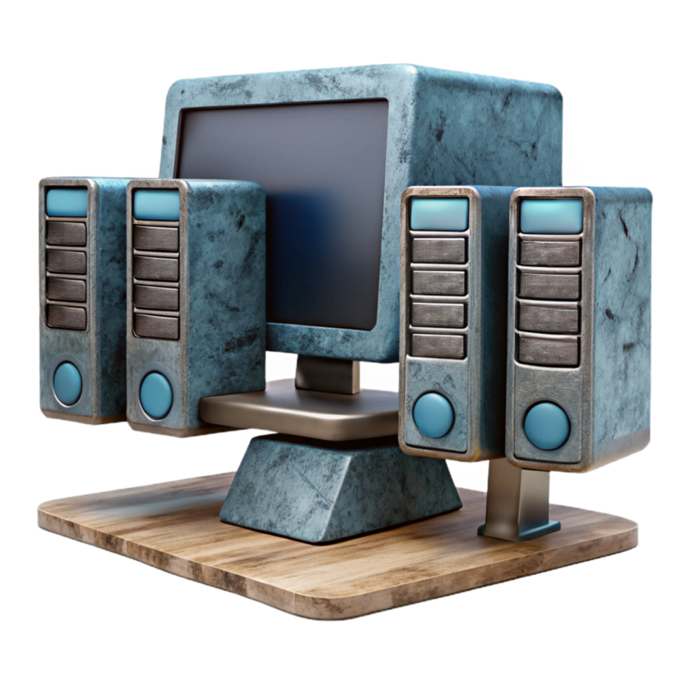 stunning contemporary Desktop Computer with Multiple Hard Drives Isolated professional png