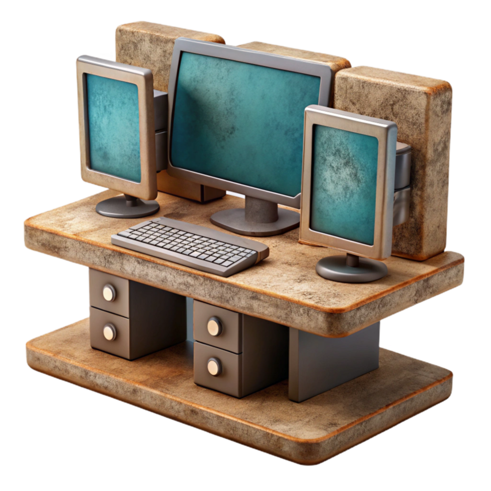 stunning artistic Desktop Computer with Multiple Monitors Cutout authentic png