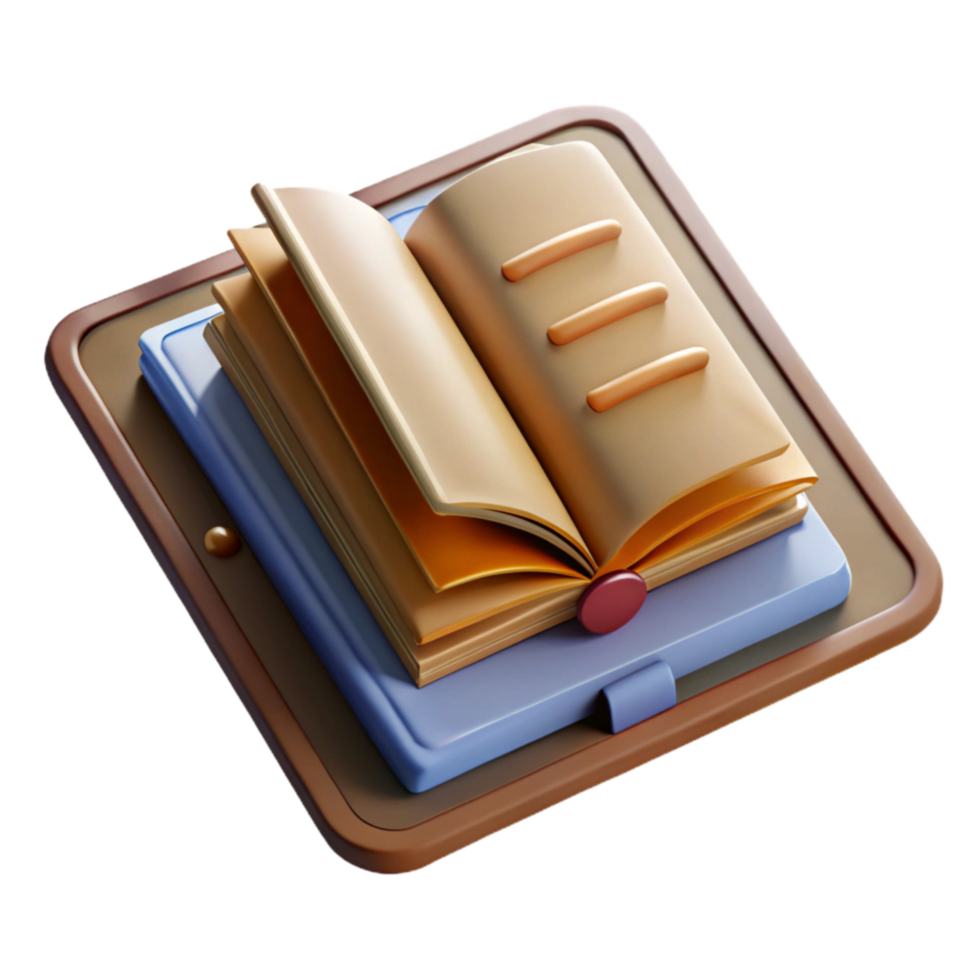 serene contemporary Digital Textbook Open on Tablet Screen Isolated 4K png