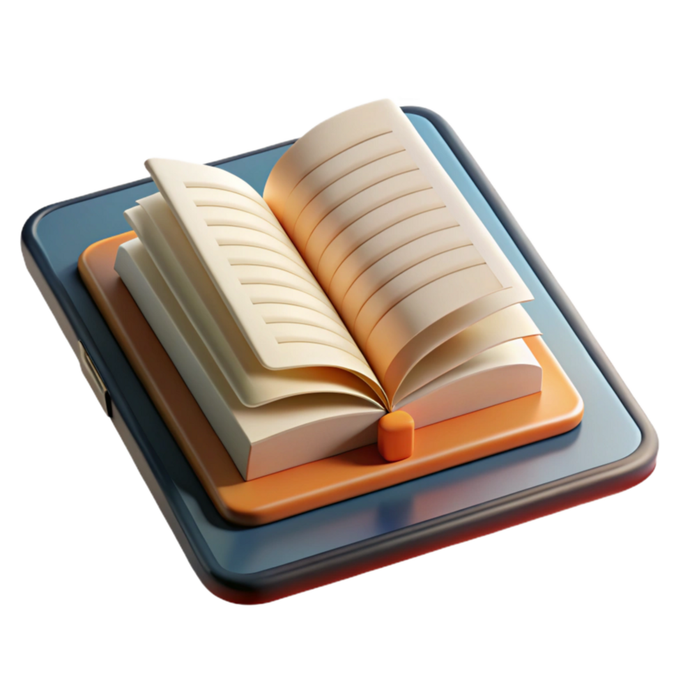 wonderful artistic Digital Textbook Open on Tablet Screen Isolated authentic png