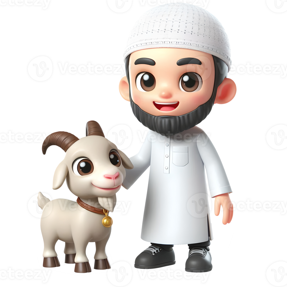 Cute Moslem Boy with Goat png